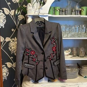 Up cycled LeChateau Blazer with  Floral embellishments
